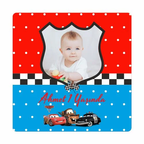 Şimşek Mcqueen Temalı Doğum Günü Magneti